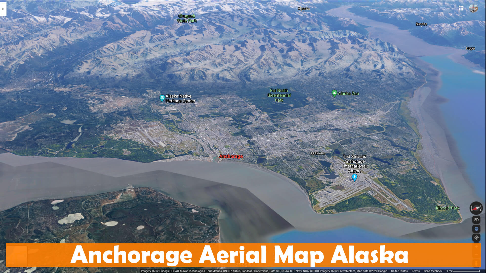 Anchorage Aerien Carte Alaska